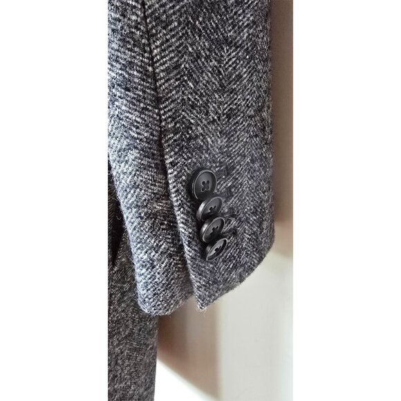 Banana Republic x Emmetex Black and White Herringbone Wool Lined Topcoat XS 0 2 - Picture 9 of 10